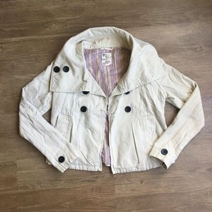 Tulle double-breasted, cropped trench-like jacket